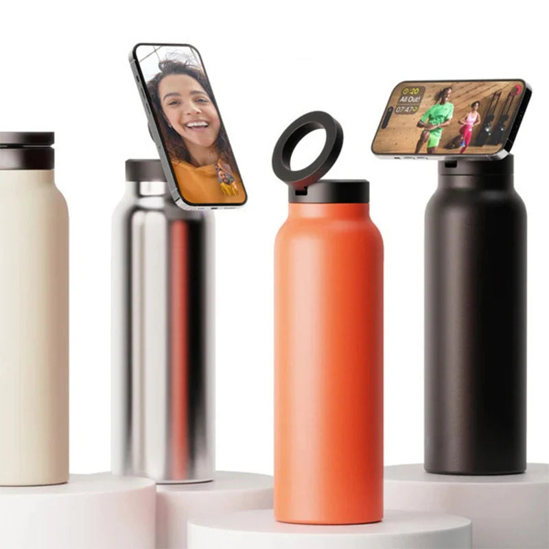 24Oz Insulated Magsafe Water Bottle Stainless Steel Double Wall Sport Magnetic Water Bottle with Phone Holder