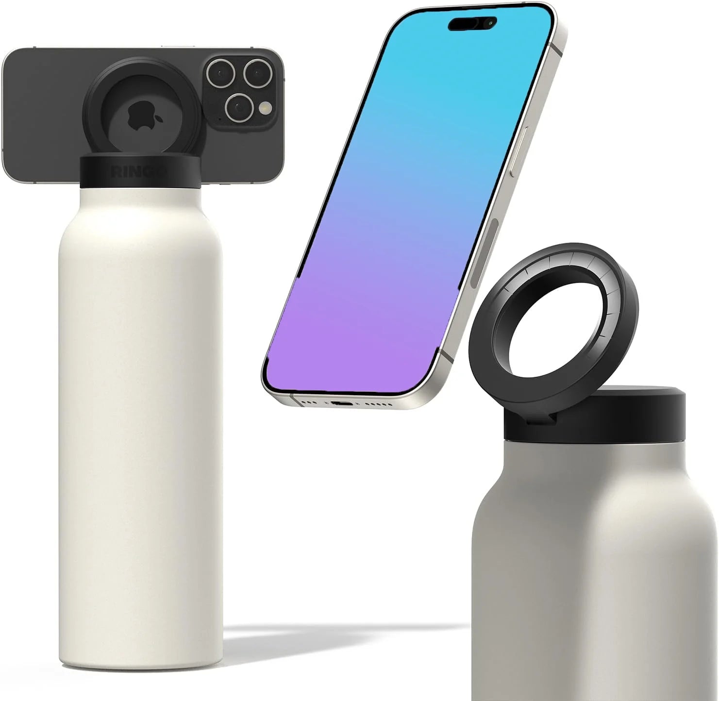 24Oz Insulated Magsafe Water Bottle Stainless Steel Double Wall Sport Magnetic Water Bottle with Phone Holder